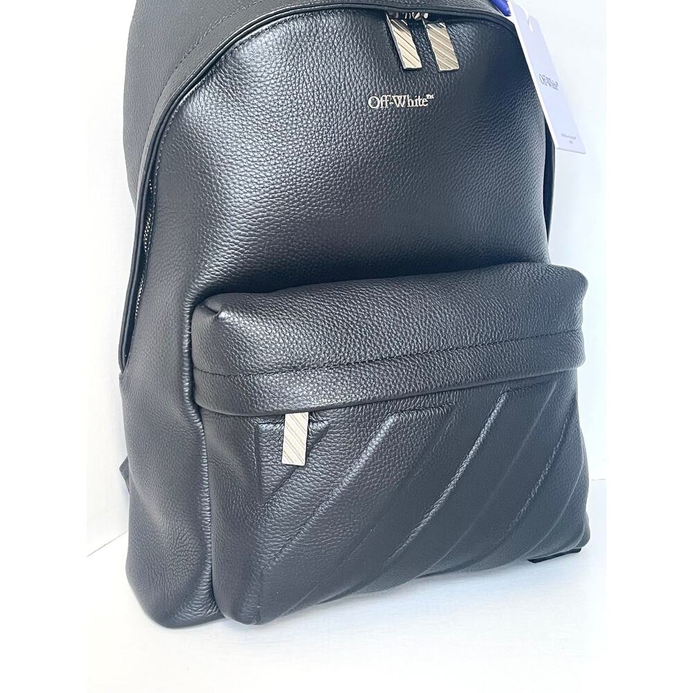 Off-White Industrial Strap Pebbled Leather Backpack Large Diagonal Stripe - Picture 2 of 16